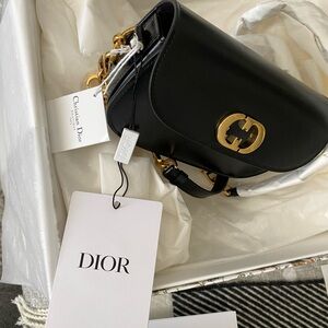 Dior Black and Gold Shoulder Bag with Signature CD Hardware